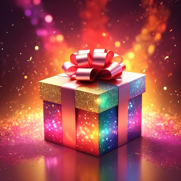 colorful glitter gift box