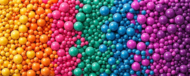 Colorful glossy balls in different sizes Heap of colorful random spheres with glossy reflections