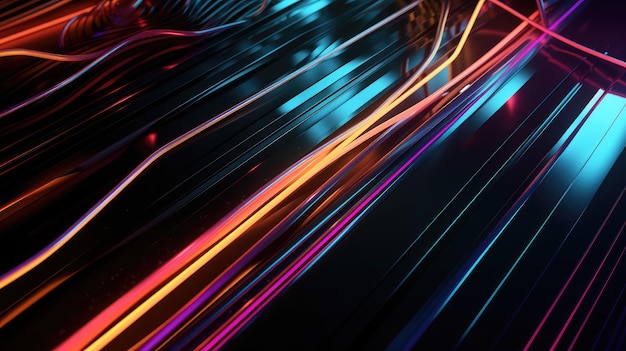 Colorful glossy stripes and neon lights abstract background Generative AI