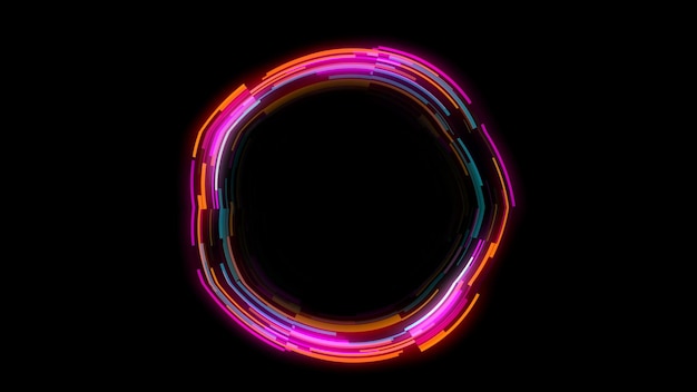 Photo colorful glowing circle frames set background technology circle