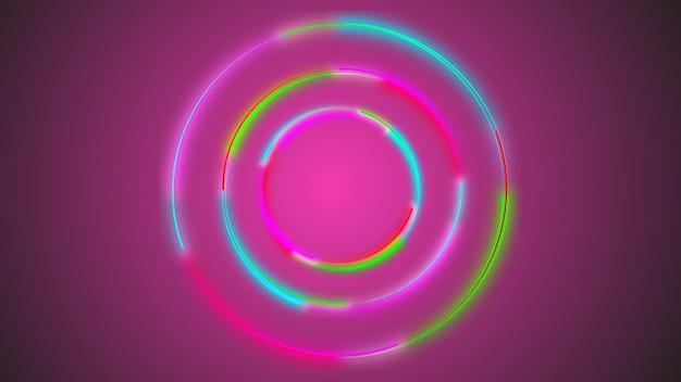 Colorful glowing circle illustration on purple color background