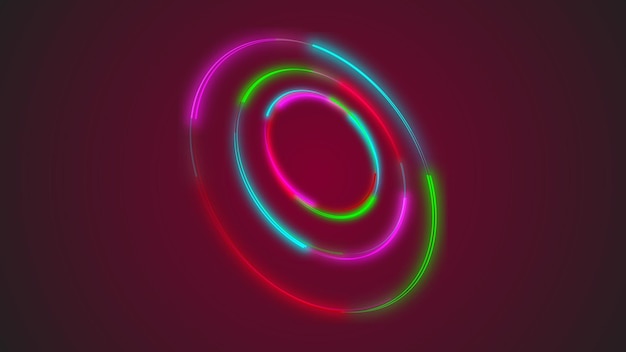 赤い色の背景にカラフルな輝く円の図