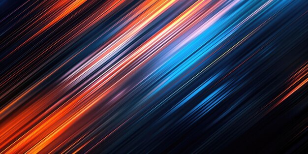 Colorful glowing light streaks over a black background aiga