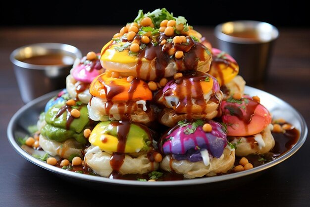 写真 colorful golgappa extravaganza popular fast food golgappa image photography