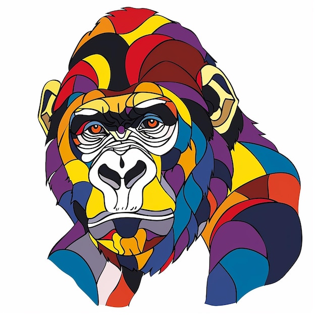 Colorful Gorilla Art for Kids Coloring Book