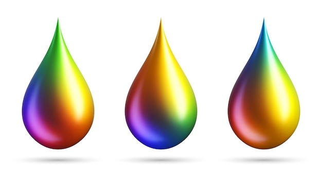 Colorful gradient drops on white background