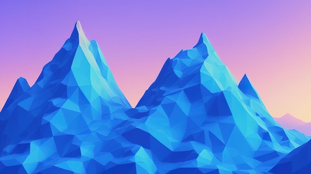 Premium Photo | Colorful gradient mountain landscape low poly 3d render