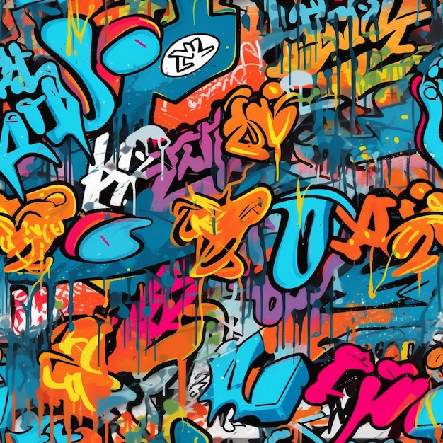 a colorful graffiti background with the word happy on it.