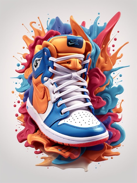 colorful graffiti illustration of Jordan shoes 12