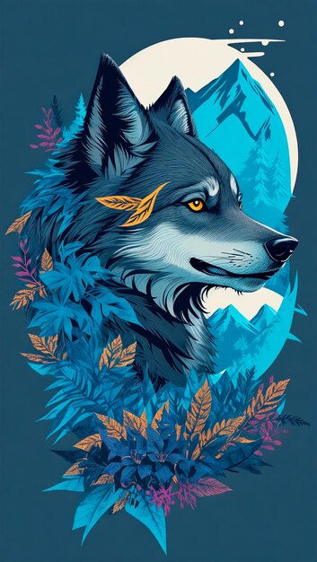 colorful graffiti illustration of wolf head