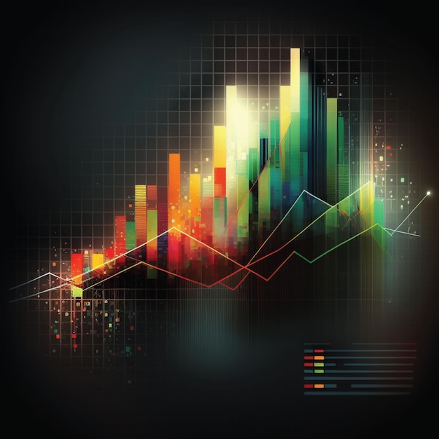 A colorful graph with the word a on it