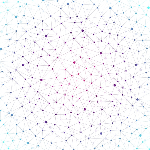 線と点がつながったカラフルなグラフィックの背景。あなたのデザインとあなたのテキストのための分子とコミュニケーションの背景。図。