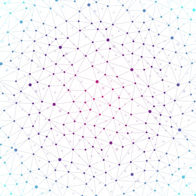 線と点がつながったカラフルなグラフィックの背景。あなたのデザインとあなたのテキストのための分子とコミュニケーションの背景。図。