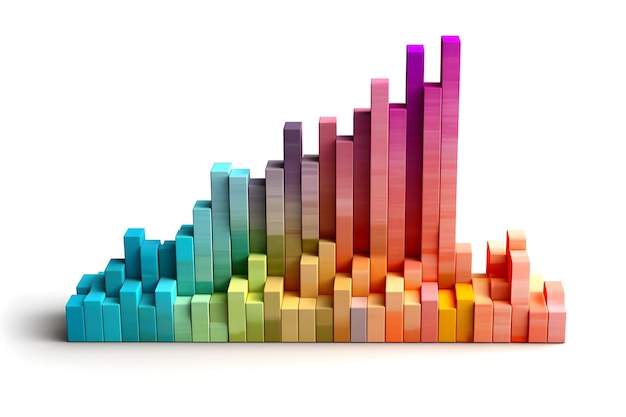 A colorful graphic of a bar graph with different colors.