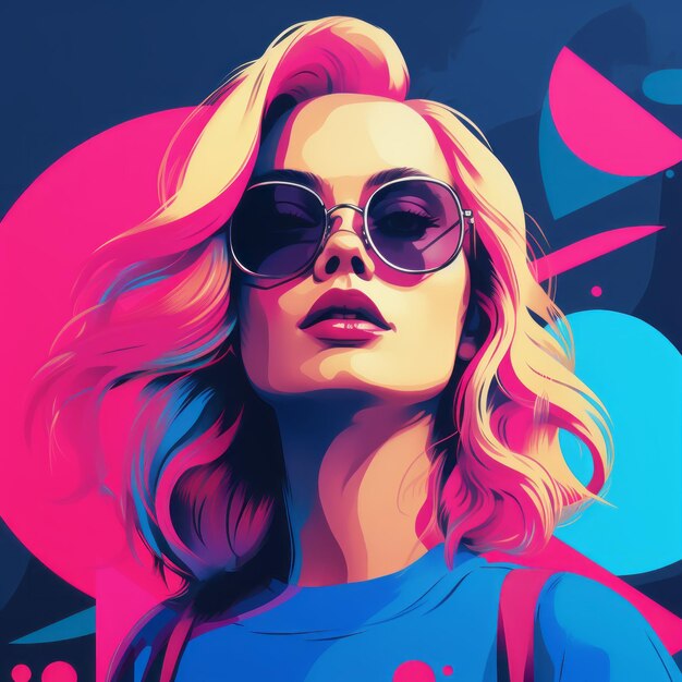 Colorful Graphic Design Poster Art With A Woman In Sunglasses