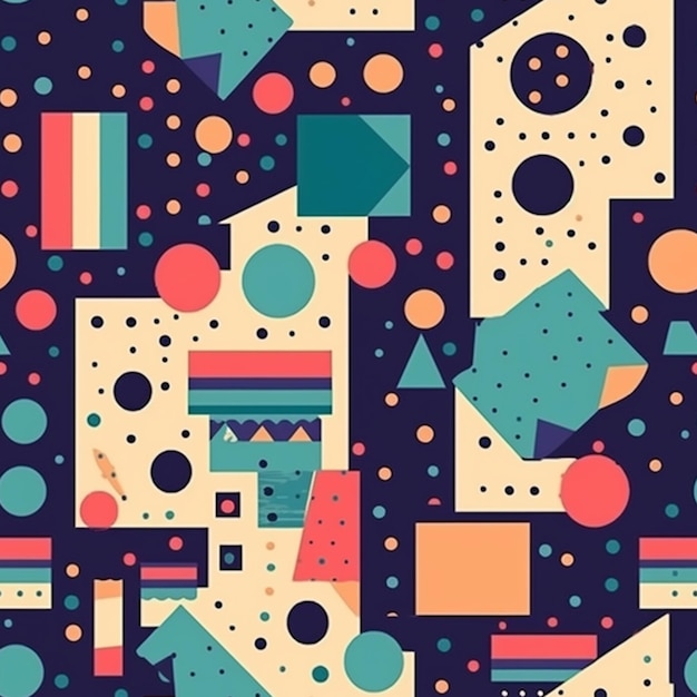 A colorful graphic design with a geometric pattern.