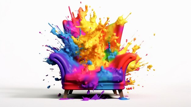 사진 하 배경 위의 다채로운 그래픽 폭발 의자 ai 생성