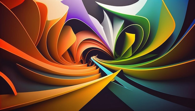 A colorful graphic of a spiral of paper with the word