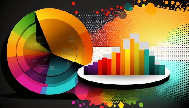 Photo a colorful graphic with a chart and a pie chart.