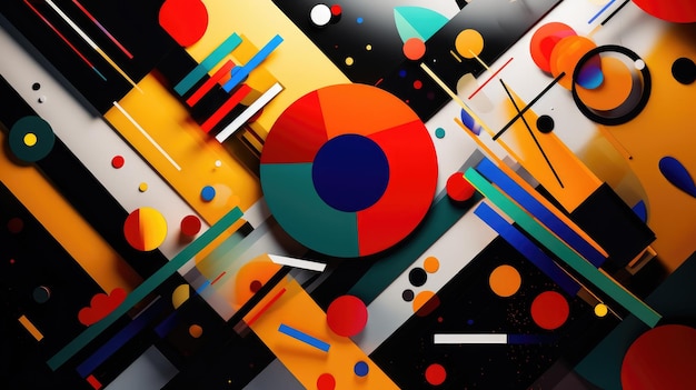 A colorful graphic with a circle in the middle