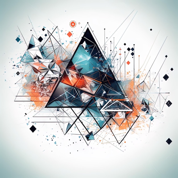 A colorful graphic with a triangle