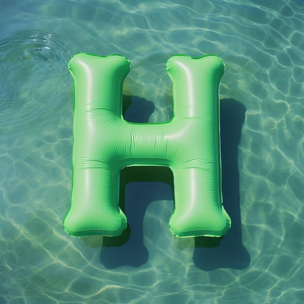 Colorful green air mattress in the shape of the letter h