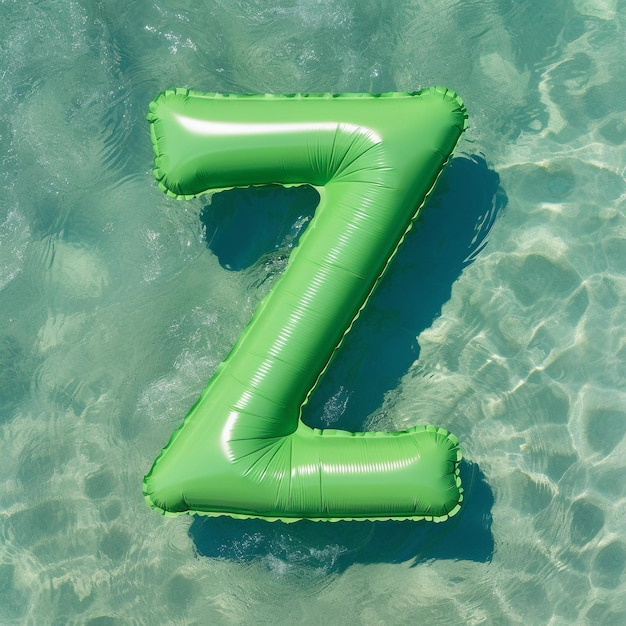 Colorful green air mattress in the shape of the letter z