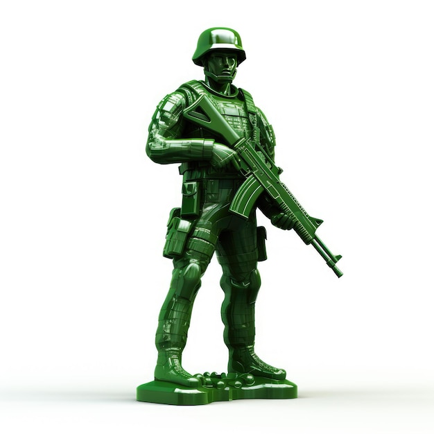 Colorful Green Plastic Soldiers Captivating Cycles Render on a Clean White Background