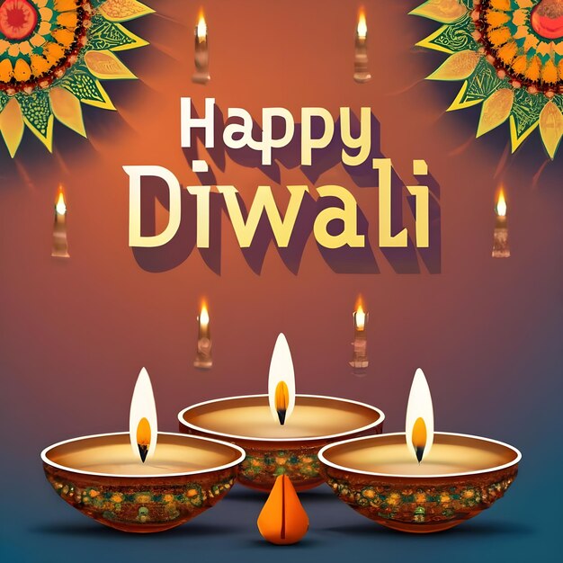 A colorful greeting card for Diwali