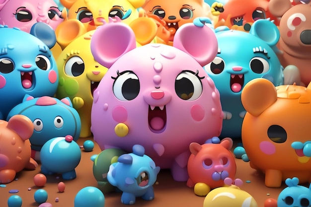 A colorful group of animals with one that says'i'm a pig '