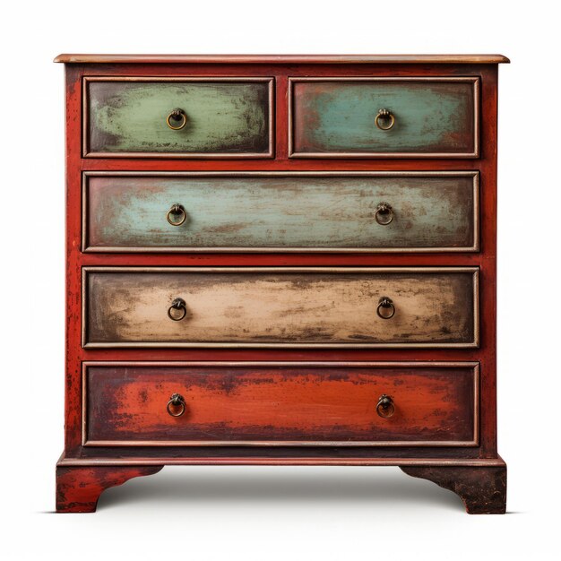 Colorful Grungy Texture Dresser With Multiple Drawers