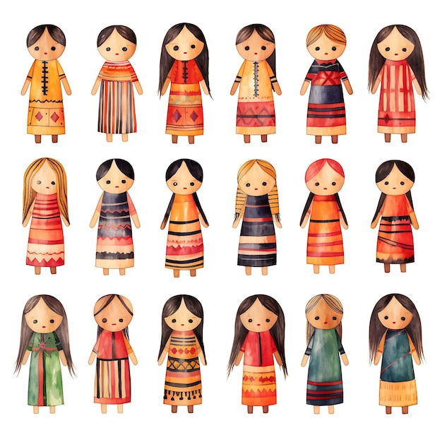 Colorful Guatemalan Worry Dolls Miniature Figures Multicolored Wood a Creative Traditonal Objects