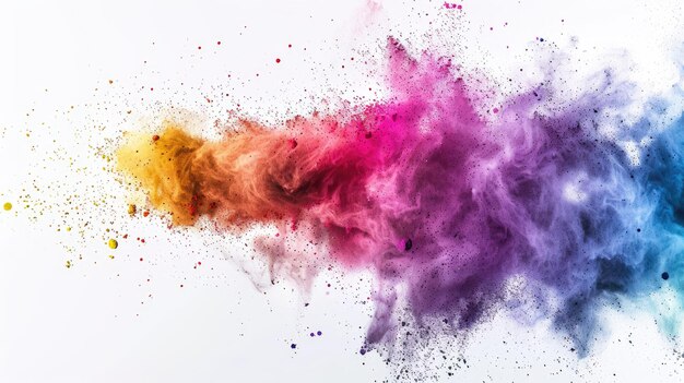colorful gulaal holi color explosion on white background for Indian Holi Festival