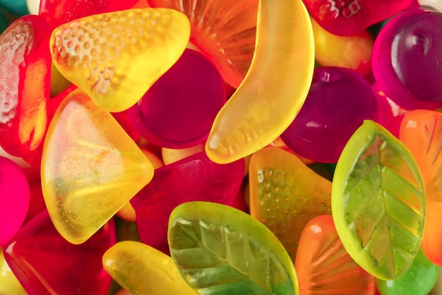 Colorful gummy candies closeup