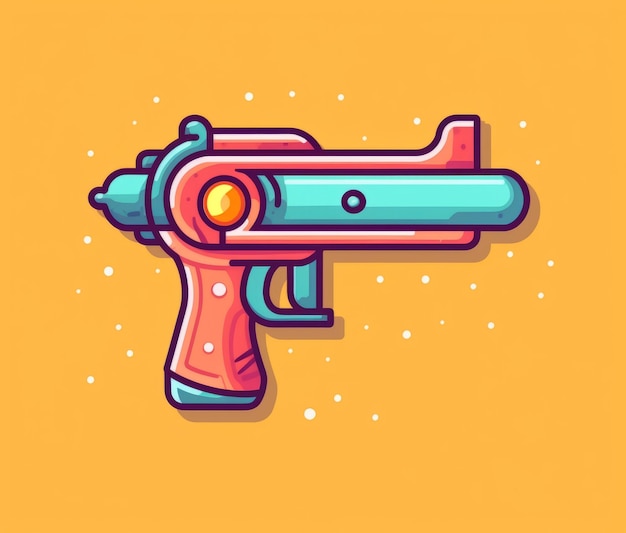 A colorful gun icon in a flat style