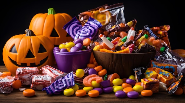 colorful halloween candy pumpkin collection