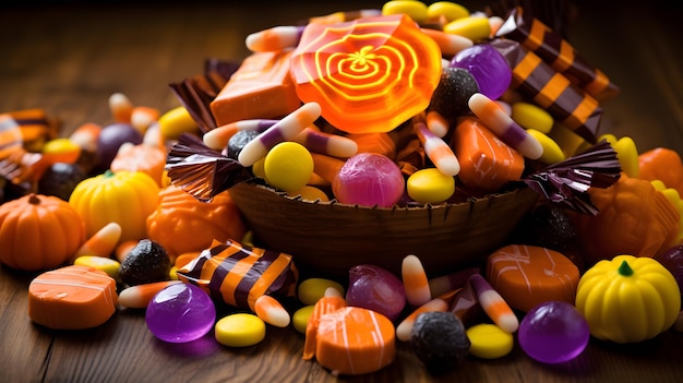 colorful halloween candy pumpkin collection