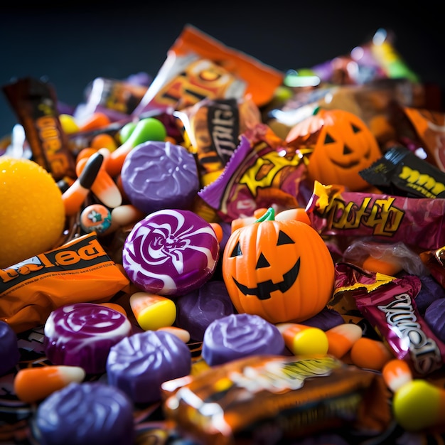 colorful halloween candy pumpkin collection