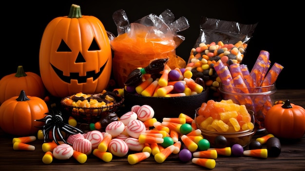 colorful halloween candy pumpkin collection