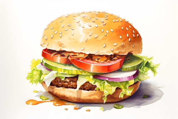 A colorful hamburger illustration style drawing