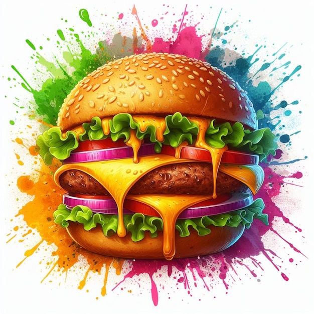 Colorful hamburger vector illustration isolated on white background