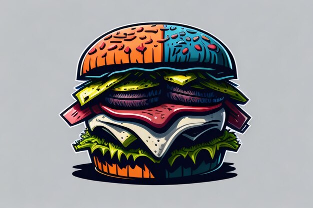 Colorful Hamburguer Humburger Sticker Burger Background Humburger Background ai generated