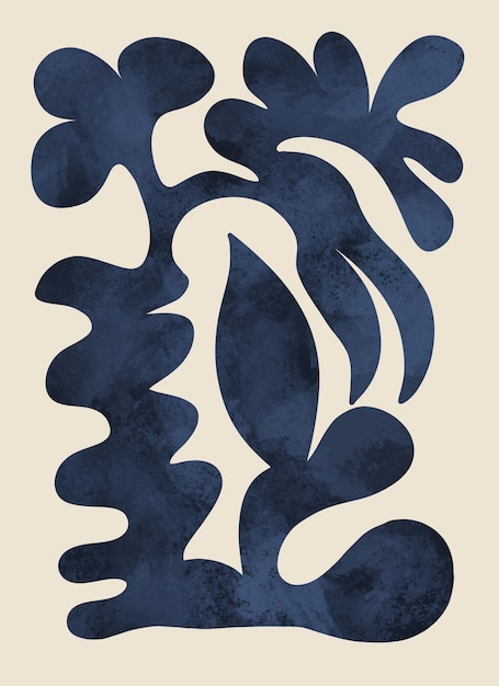 colorful hand painted botanical abstract modern shapes matisse style art