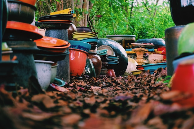 The colorful handmade ceramic vases