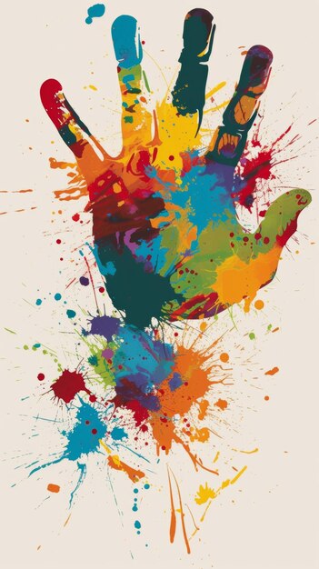 Photo colorful handprint artwork