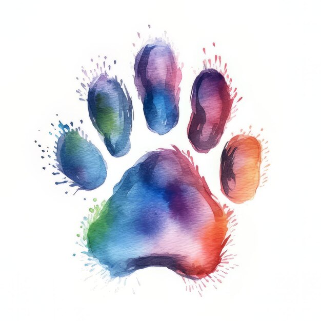 A colorful handprint with a paw print on it