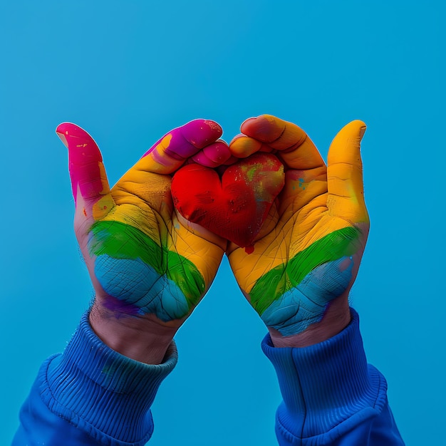 colorful hands holding heart international day against homophobia