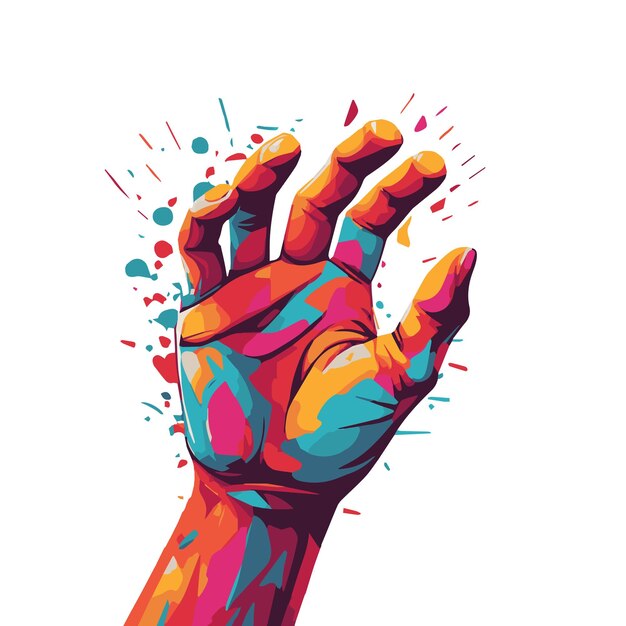 Photo colorful hands up illustration generative ai
