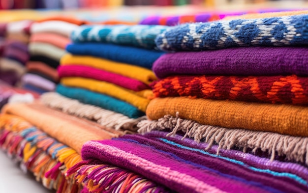 Colorful Handwoven Carpets in a Vibrant Bazaar