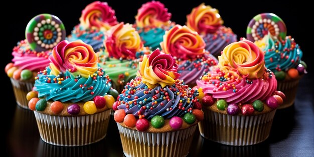 Foto cupcake di compleanno colorati
